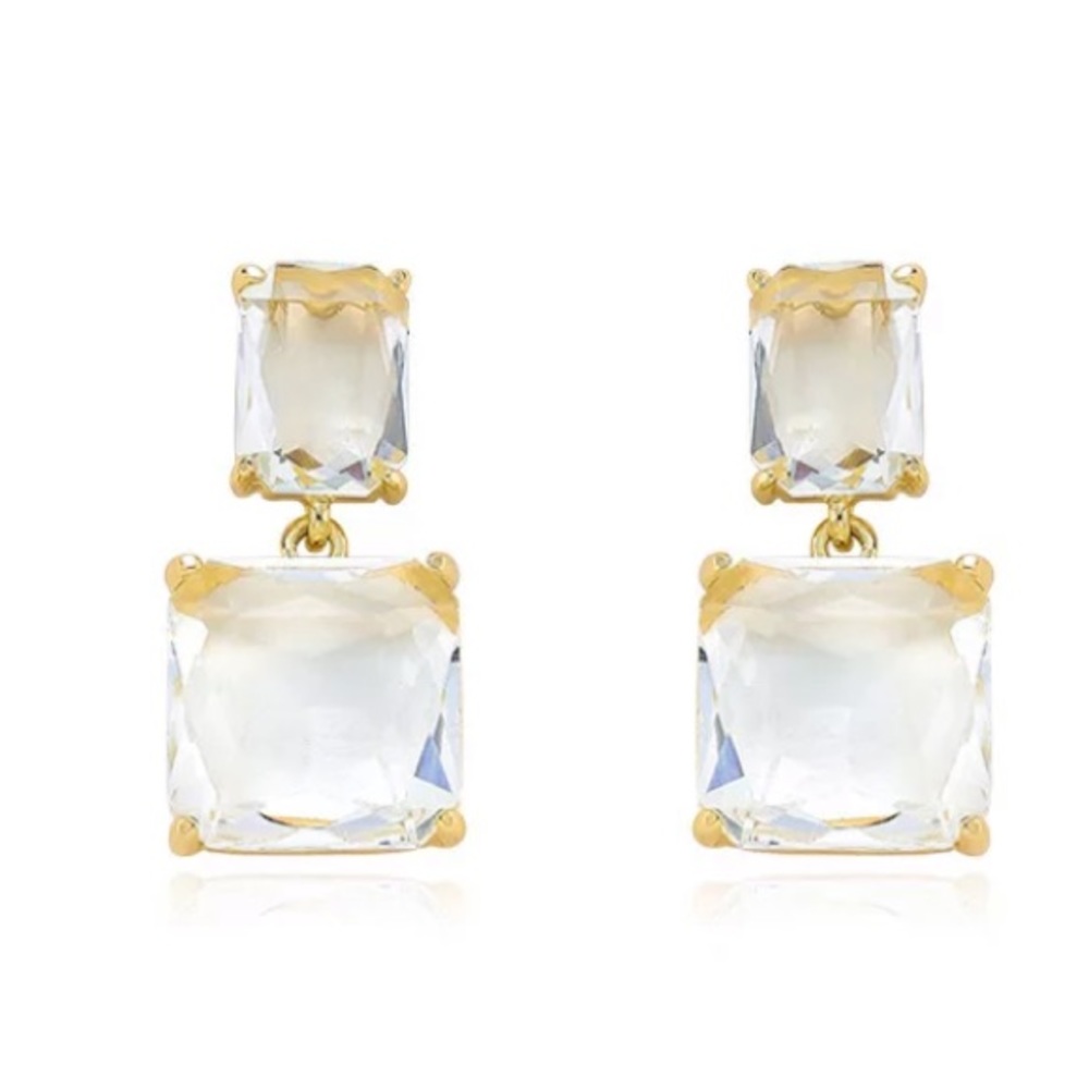 Square crystal clear drop earrings NEW - Picture 3 of 6